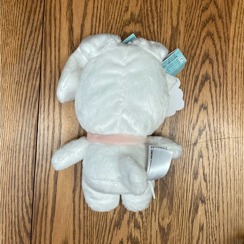 🌛🐰PeekaPets🐰🌜PEEK-A-BOO BUNNY PLUSH white w/peach ears/moon/bow tie✨NWT✨